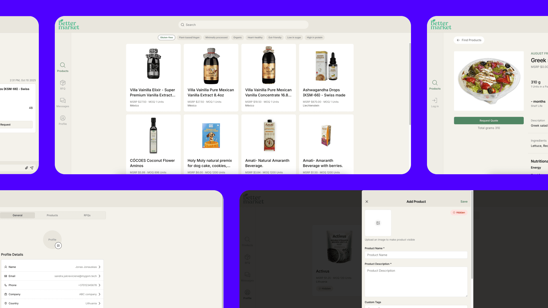 Better Market B2B Food Marketplace platform