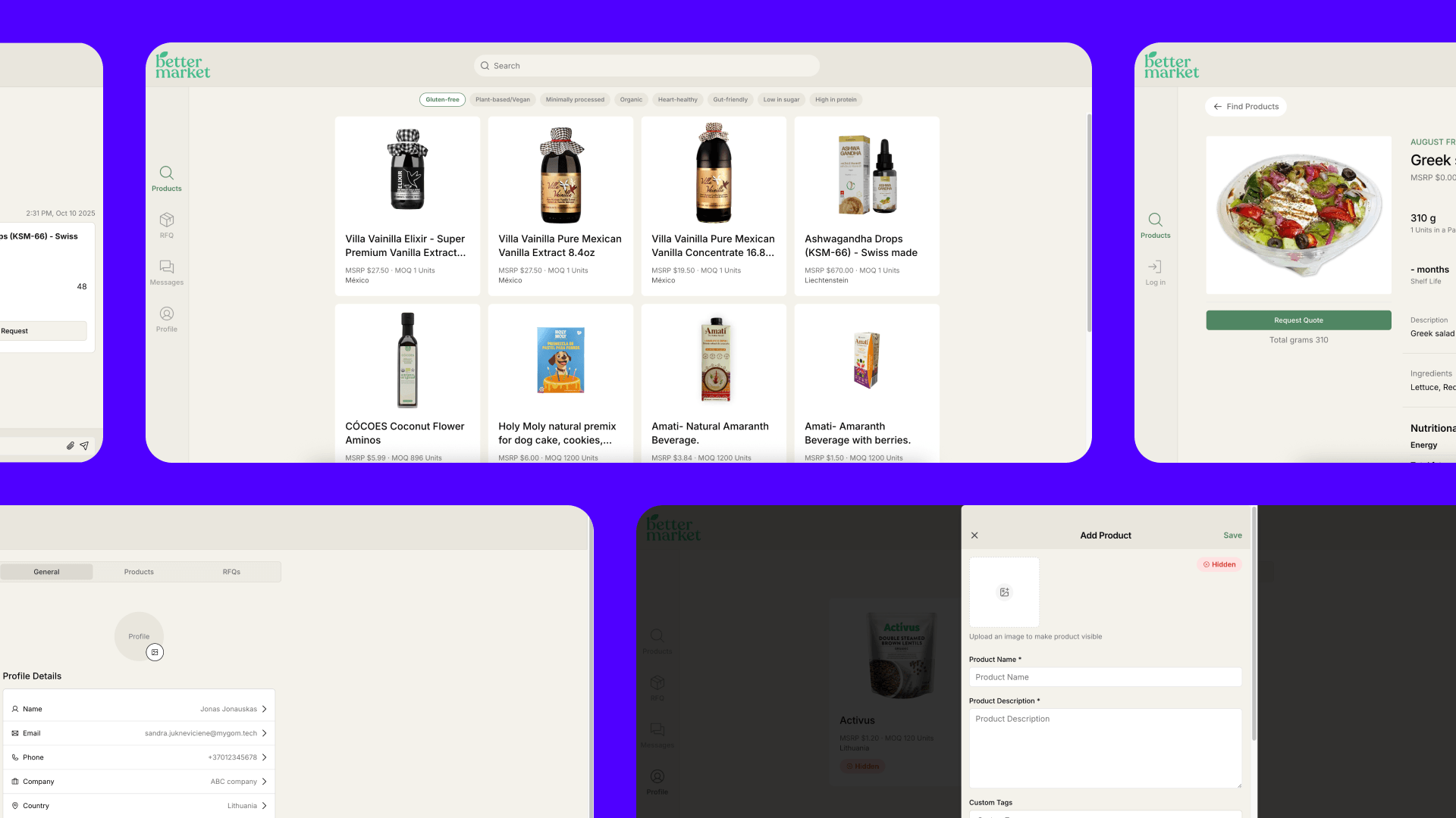 Better Market B2B Food Marketplace platform