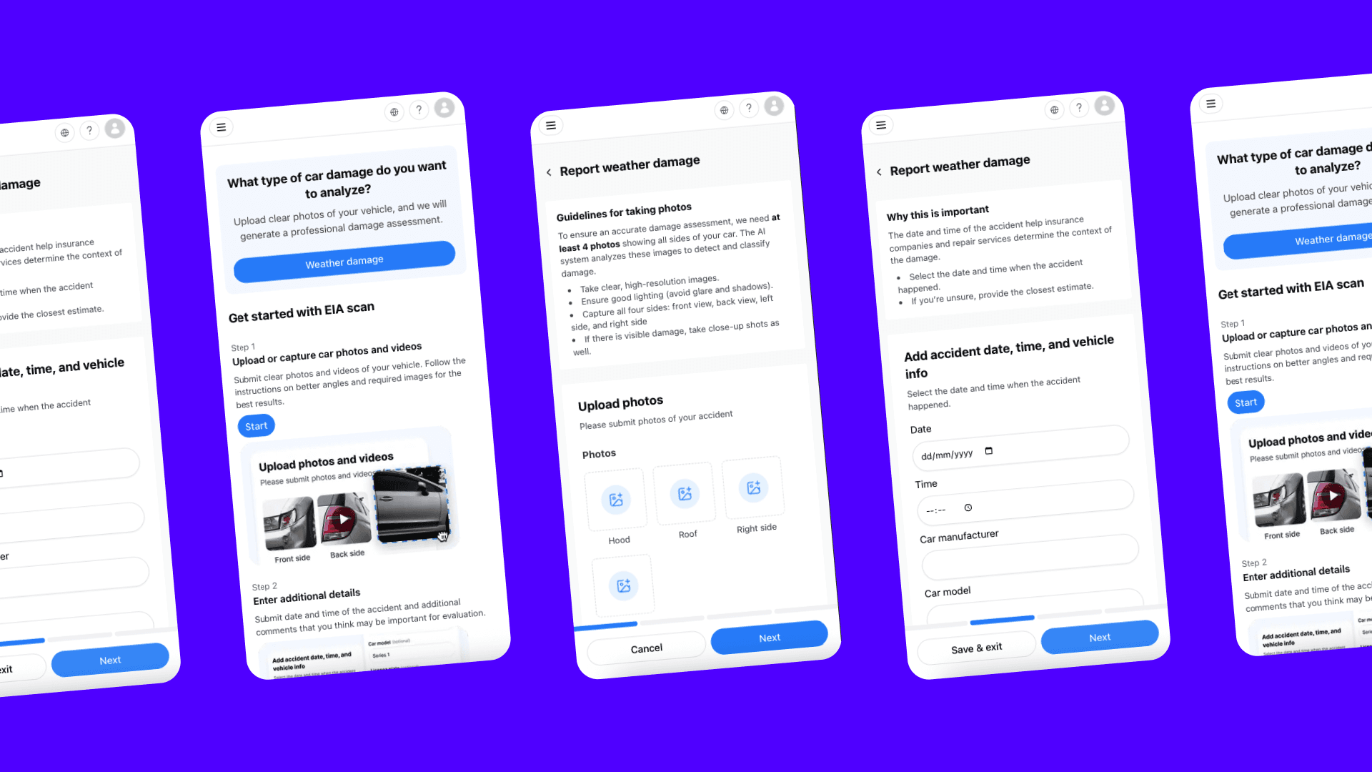 Vehicle damage reporting app integrated with AI