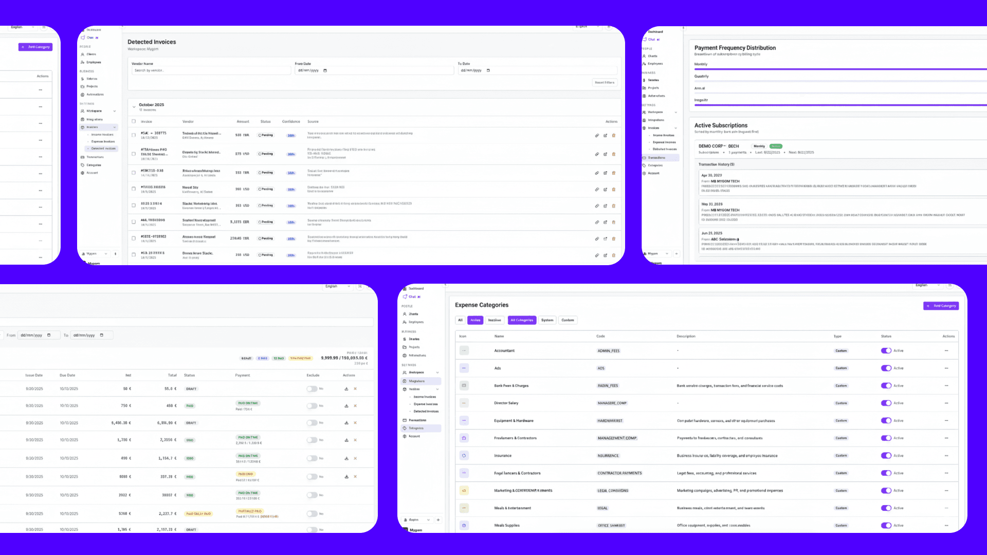 AI powered invoice and transaction management platform created by Mygom